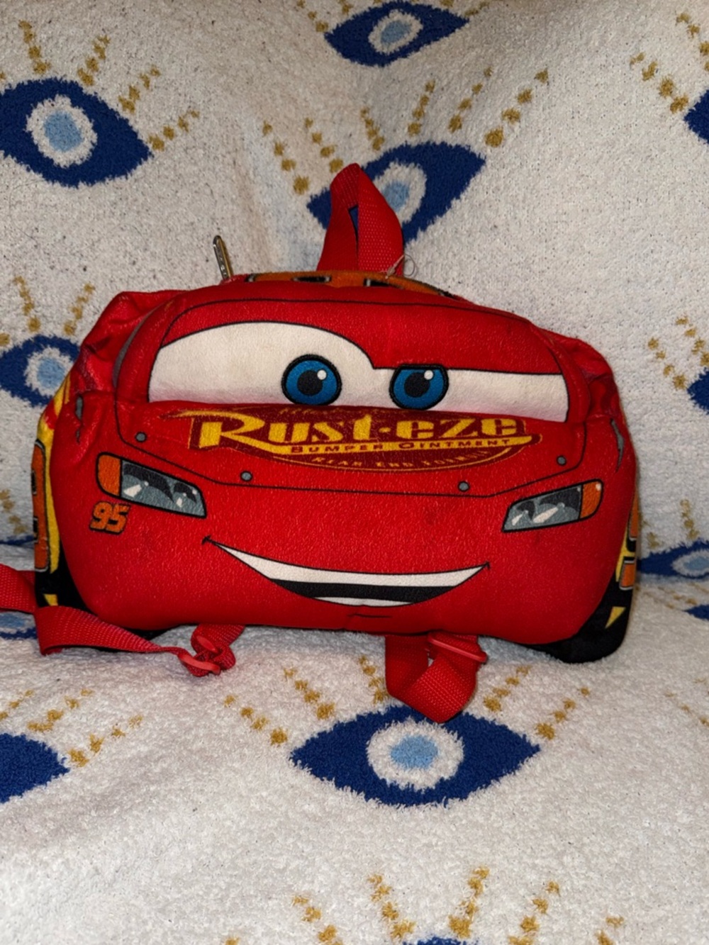 Disney Lightning McQueen Plush Red Kids Backpack